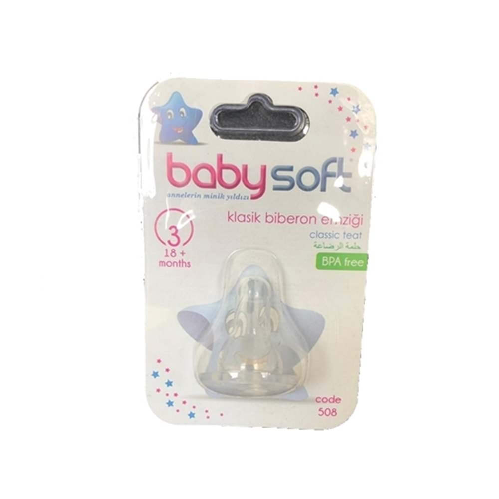 BABYSOFT 508 KLASİK BİBERON EMZİGİ NO 3