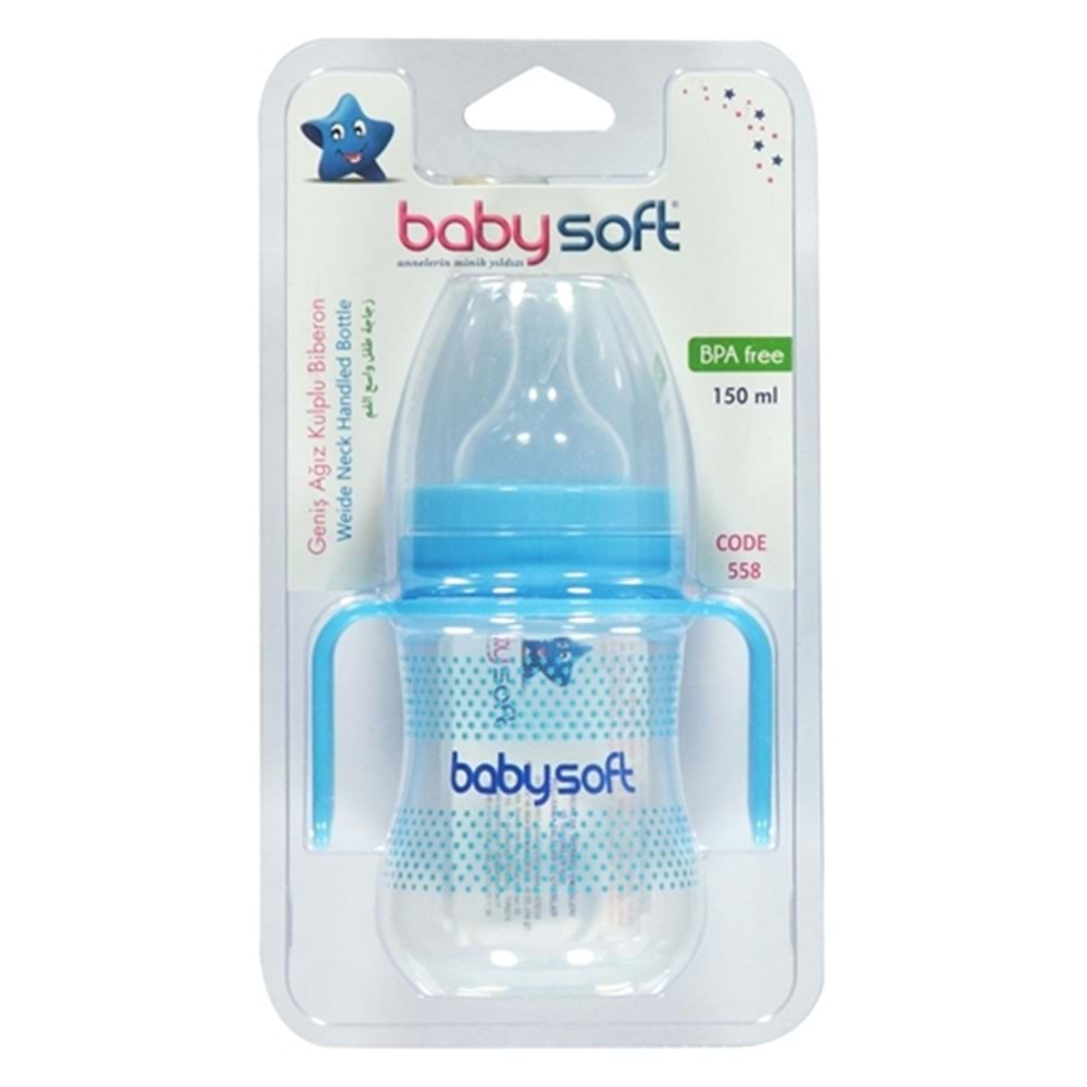 BABYSOFT 558 GENİŞ AĞIZLI KULPLU BİBERON 150 ML