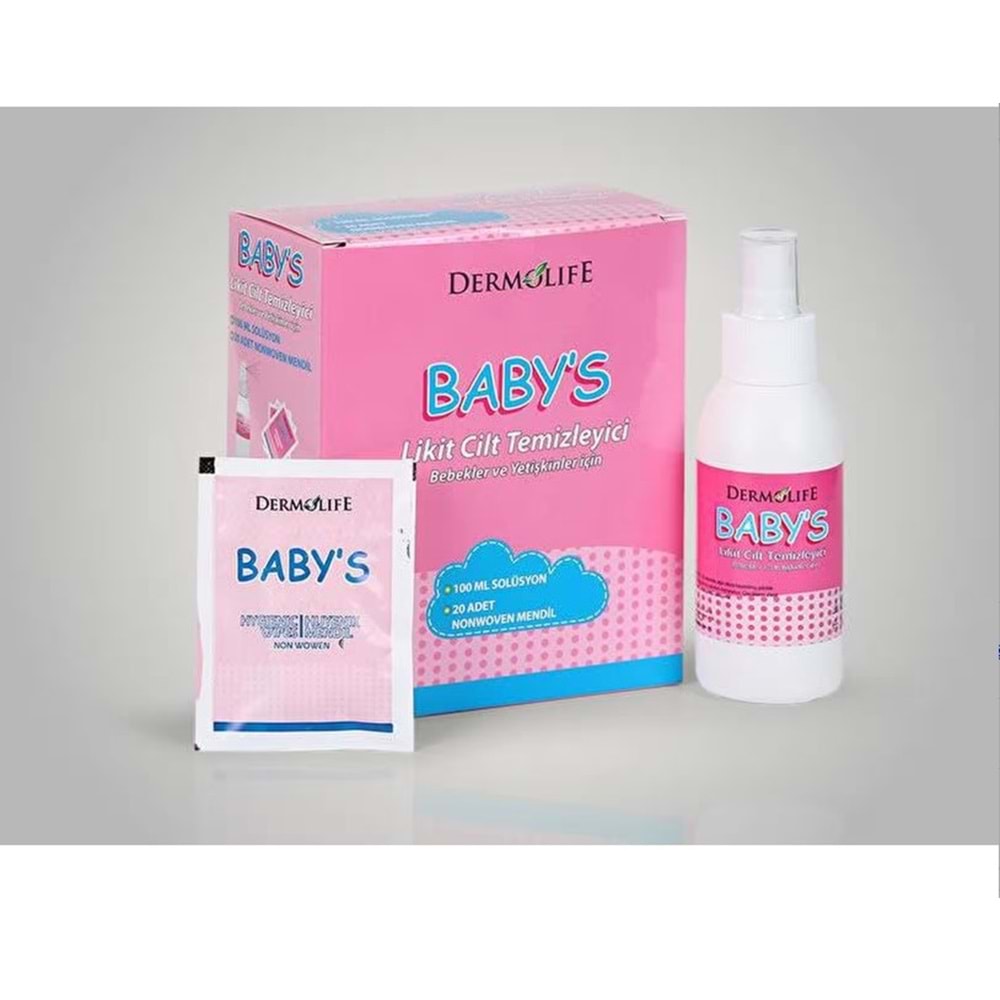 DERMOLİFE LİKİT CİLT TEMİZLEYİCİ 100 ML 20 ADET MENDİL