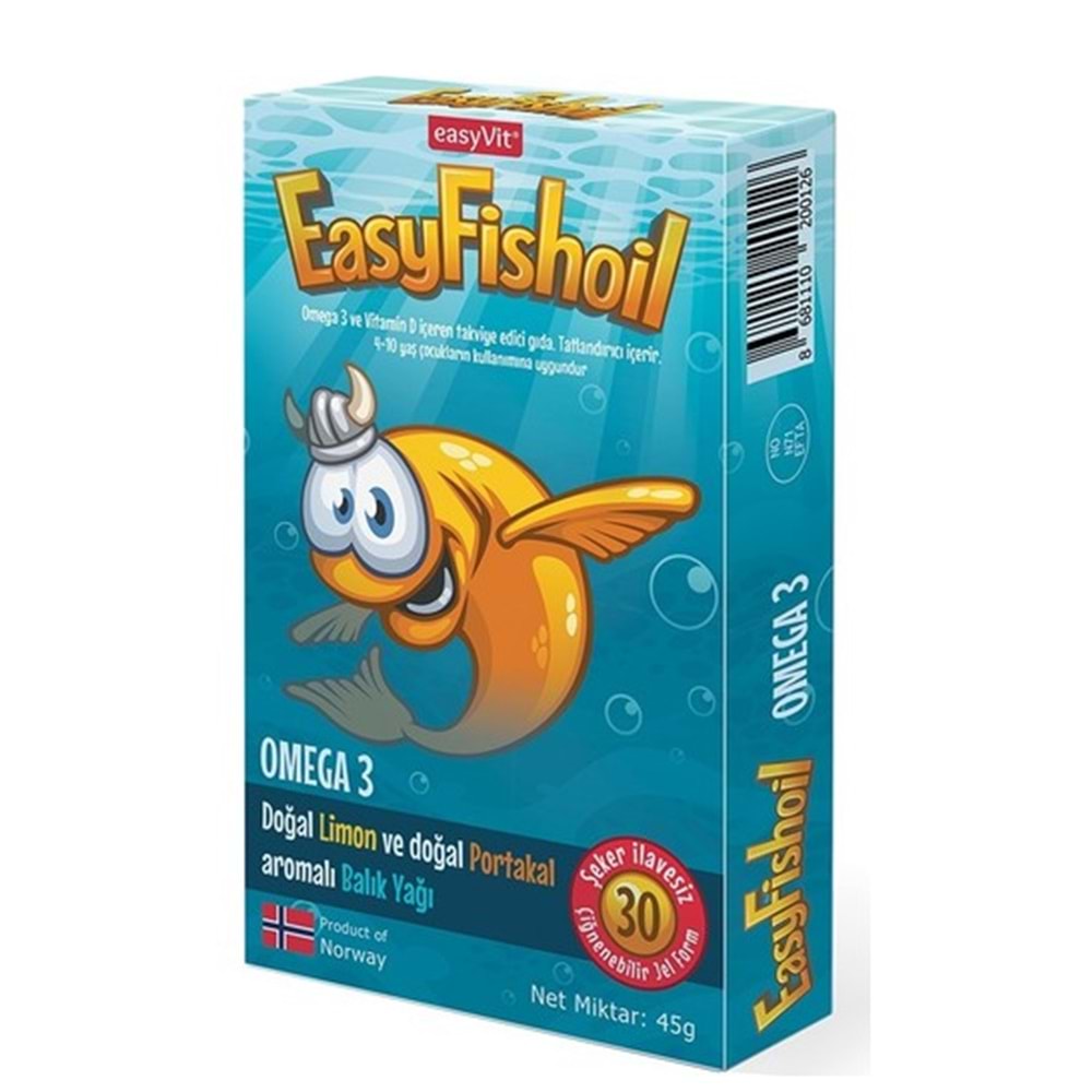 EASYFİSHOİL OMEGA 3 TABLET ÇOCUK 30 JEL LİMON VE PORTAKAL
