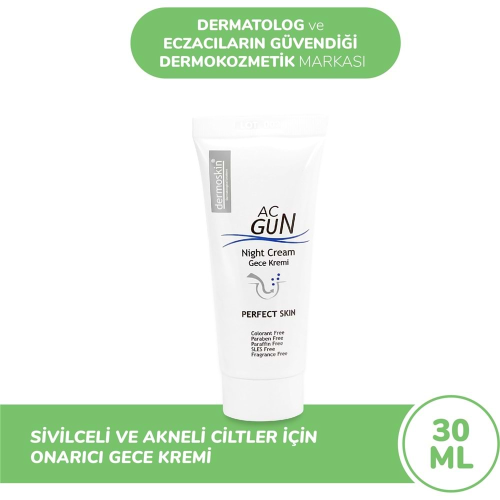 DERMOSKİN ACNEGUN GECE KRE. REPARİNG 30ML