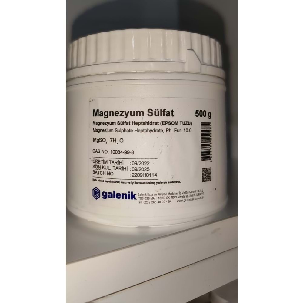 MAGNEZYUM SÜLFAT 500 GR GALENİK