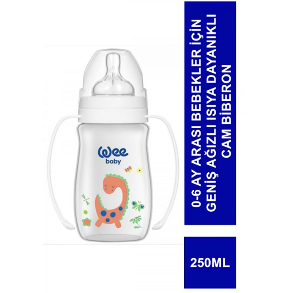 WEE 141 GENİŞ AĞIZLI ISIYA DAYANIKLI CAM BİBERON 280 ML