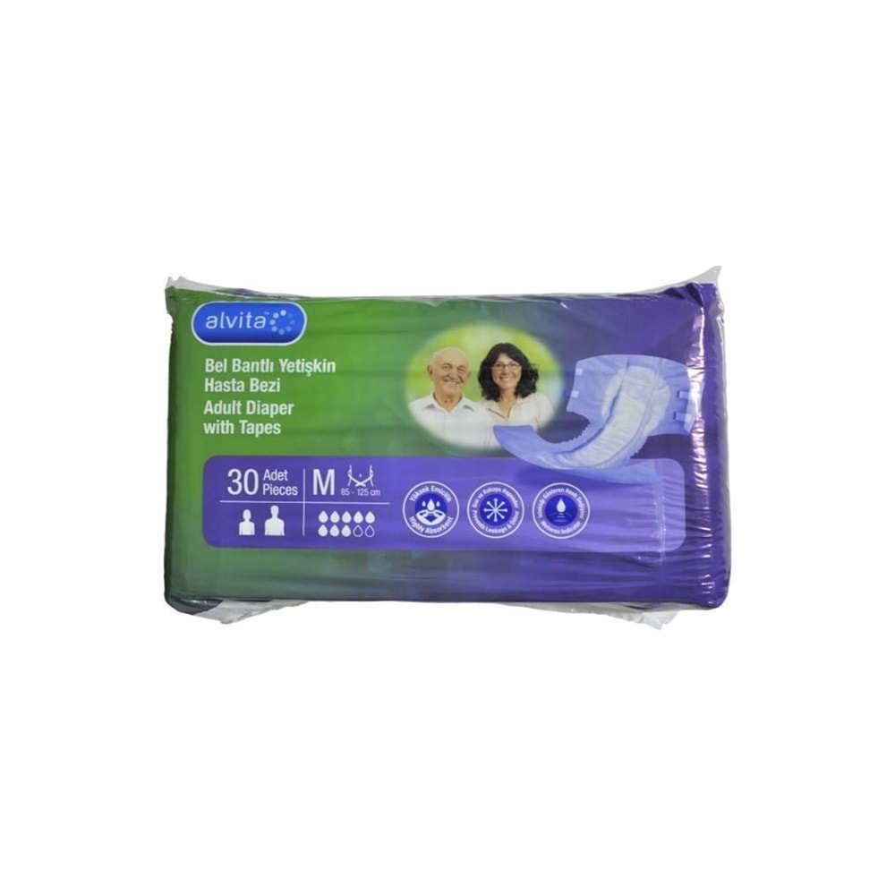 ALVİTA BEL BANTLI HASTA BEZİ 30 LU MEDİUM