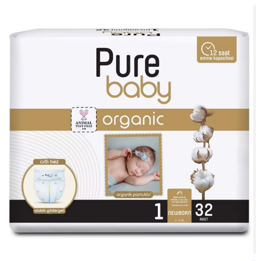 PURE BABY ÇOCUK BEZİ NO1 YENİDOĞAN 32Lİ