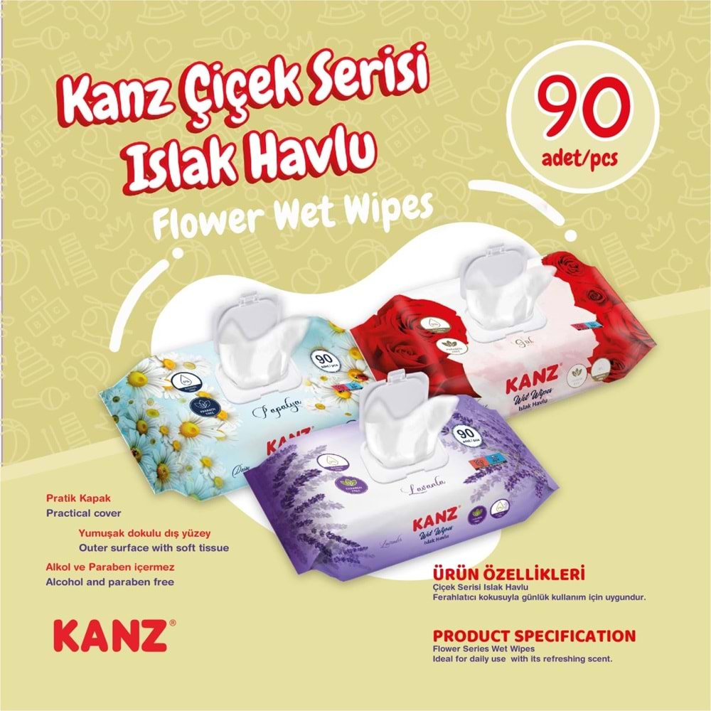 KANZ ISLAK HAVLU 90 ADET MİX