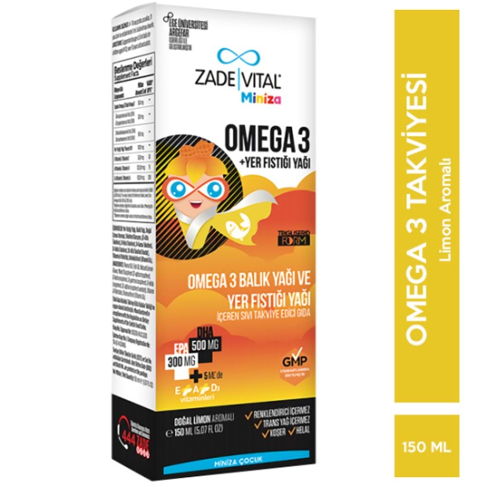 ZADEVİTAL MİNİZA OMEGA3 BALIKYAĞI YERFISTIĞI YAĞI 150 ML