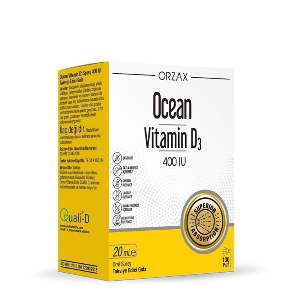 OCEAN VİTAMİN D3 SPREY 400 IU 20 ML