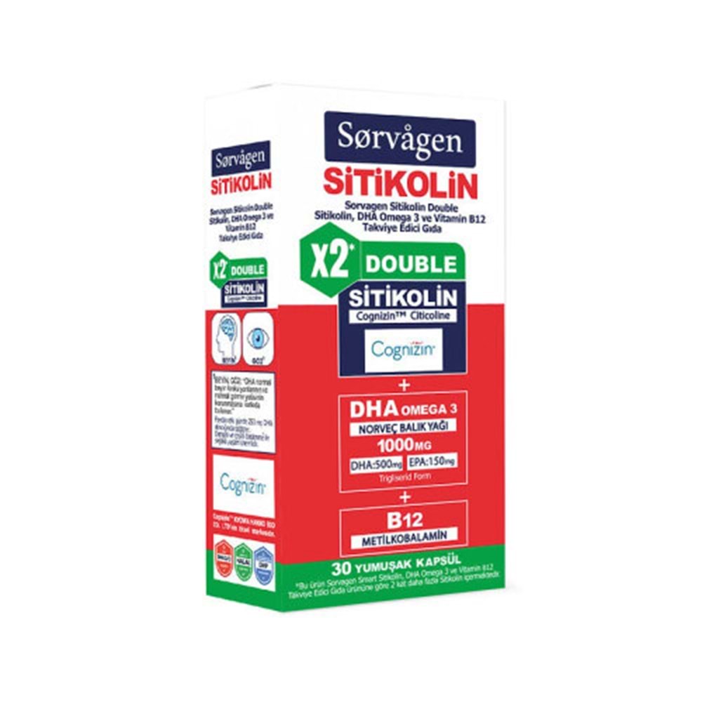 SORVAGEN SİTİKOLİN DHA OMEGA3 B12 30 KAPSÜL