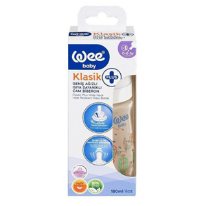 WEE 140 GENİŞ AĞIZLI ISIYA DAYANIKLI CAM BİBERON 180 ML
