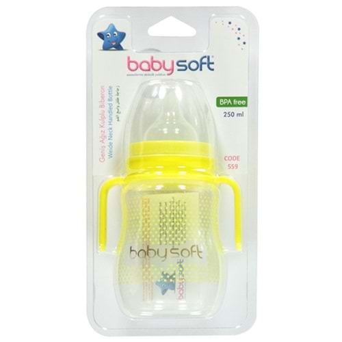 BABYSOFT 559 GENİŞ AĞIZLI KULPLU BİBERON 250 ML