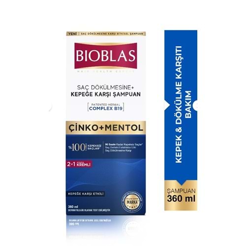 BİOBLAS ŞAMPUAN ÇİNKO MENTOL 360 ML (2Sİ1ARADA KREMLİ )