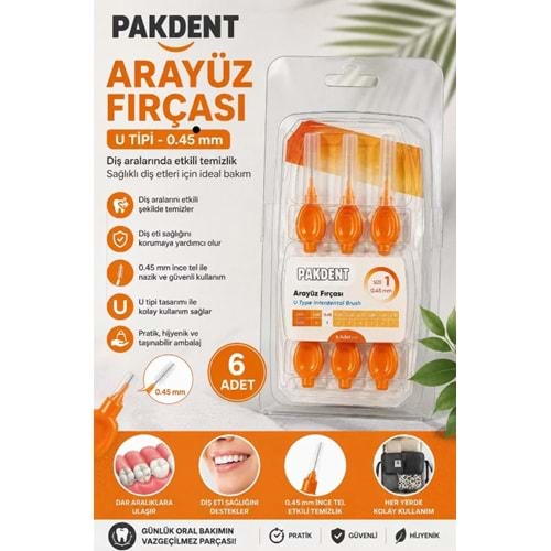 PAKDENT ARAYÜZ FIRÇASI NO:1 0.45 MM (DİŞ ARASI)