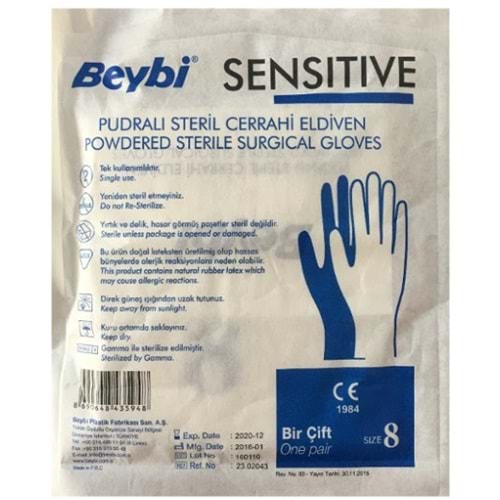 BRP STERİL PUDRASIZ ELDİVEN NO 8.5