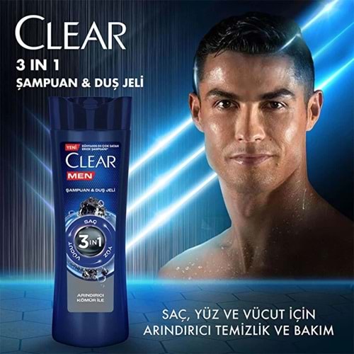 CLEAR MEN ŞAMPUAN&DUŞ JELİ 350 ML KÖMÜR ARINDRCI
