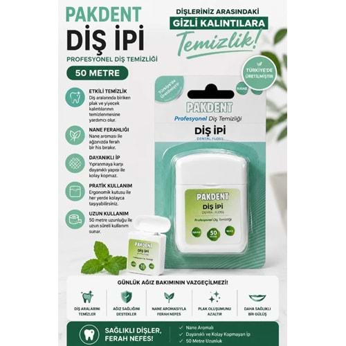 PAKDENT DİŞ İPİ NANELİ 50 M
