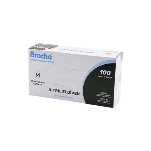 BROCHE SİYAH NİTRİL ELDİVEN M (PUDRASIZ)