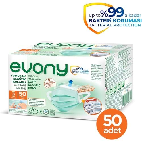 EVONY AĞIZ MASKESİ 3 KATLI 50 ADET