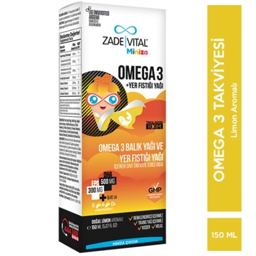 ZADEVİTAL MİNİZA OMEGA3 BALIKYAĞI YERFISTIĞI YAĞI 150 ML