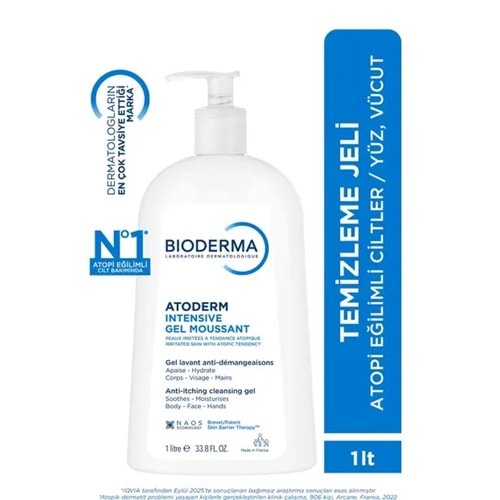 BİODERMA ATODERM INTENSIVE GEL MOUSSANT 1 LİTRE (YÜZ VÜCUT JELİ )