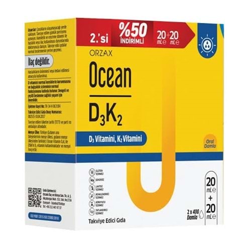 OCEAN VİTAMİN D3K2 DAMLA 20 ML 2. %50 İNDİRİMLİ