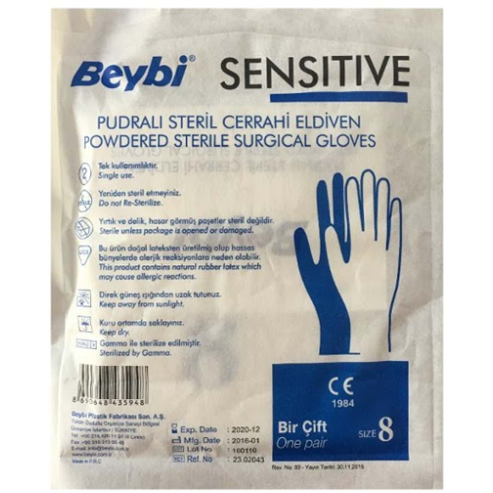 BRP STERİL PUDRASIZ ELDİVEN NO 8.5