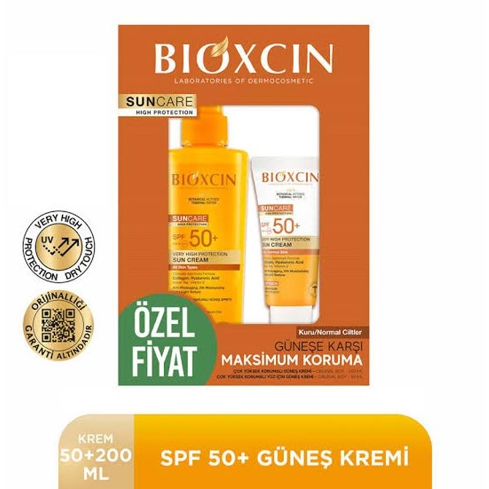 BİOXCİN GÜNEŞ KREMİ KURU NORMAL CİLTLER 50 ML+BİOXCİN GÜNEŞ SPREYİ 200 ML