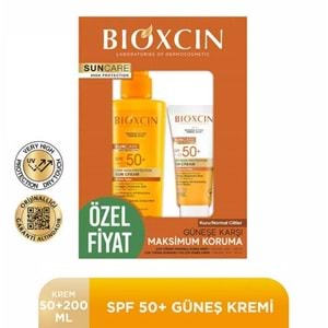 BİOXCİN GÜNEŞ KREMİ KURU NORMAL CİLTLER 50 ML+BİOXCİN GÜNEŞ SPREYİ 200 ML